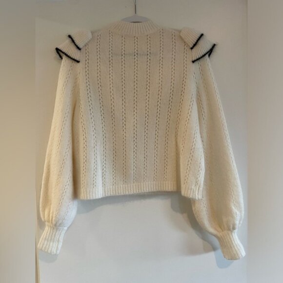 Sézane white sweater w/black ruffle trim, size XS - Picture 7 of 7